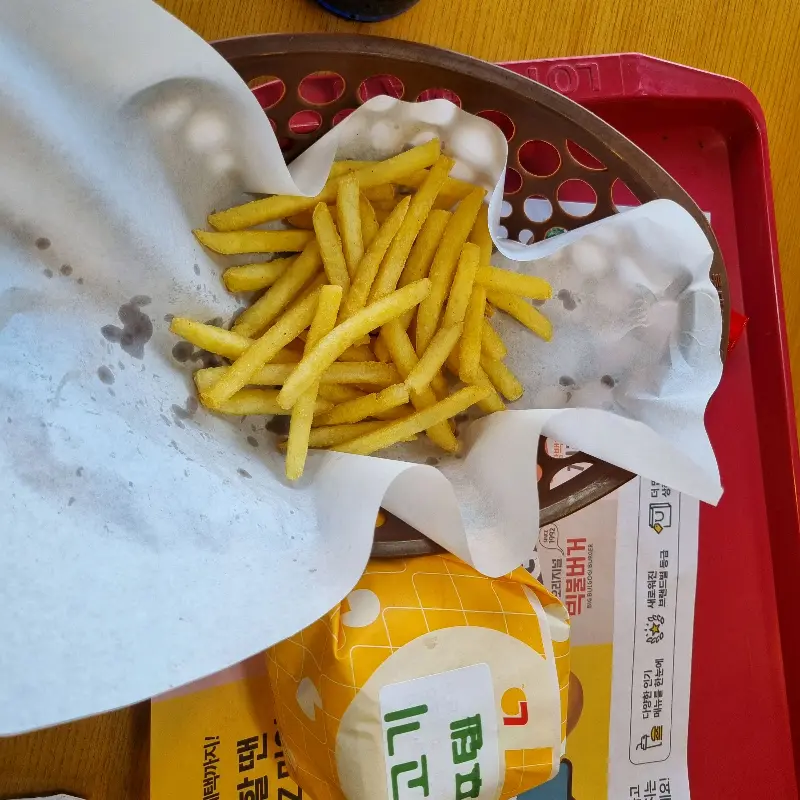 갓 튀겨져 나온 따뜻한 감자튀김