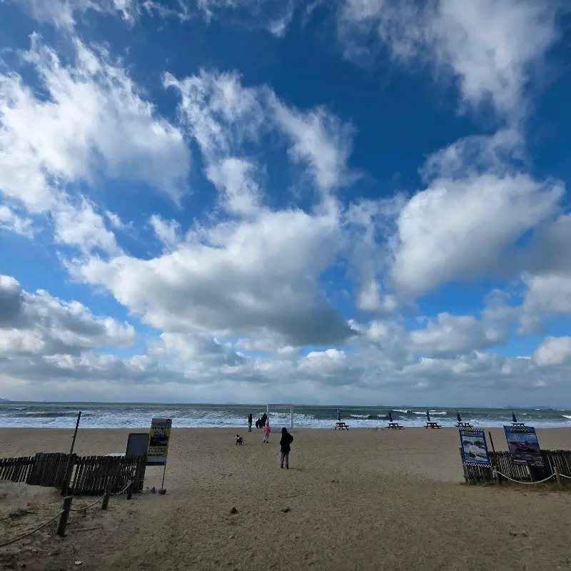 식당에서 바라본 바다 풍경