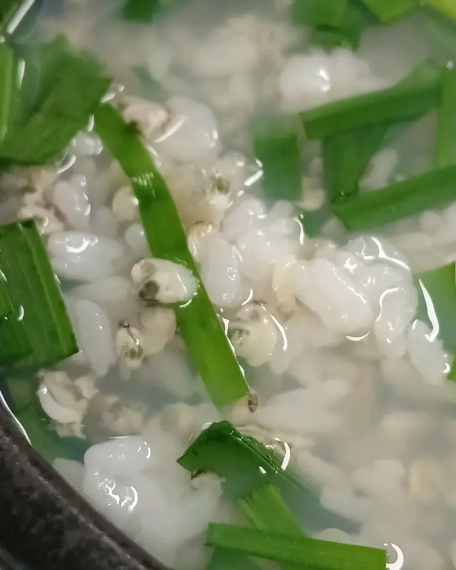 재첩국의 클로즈업