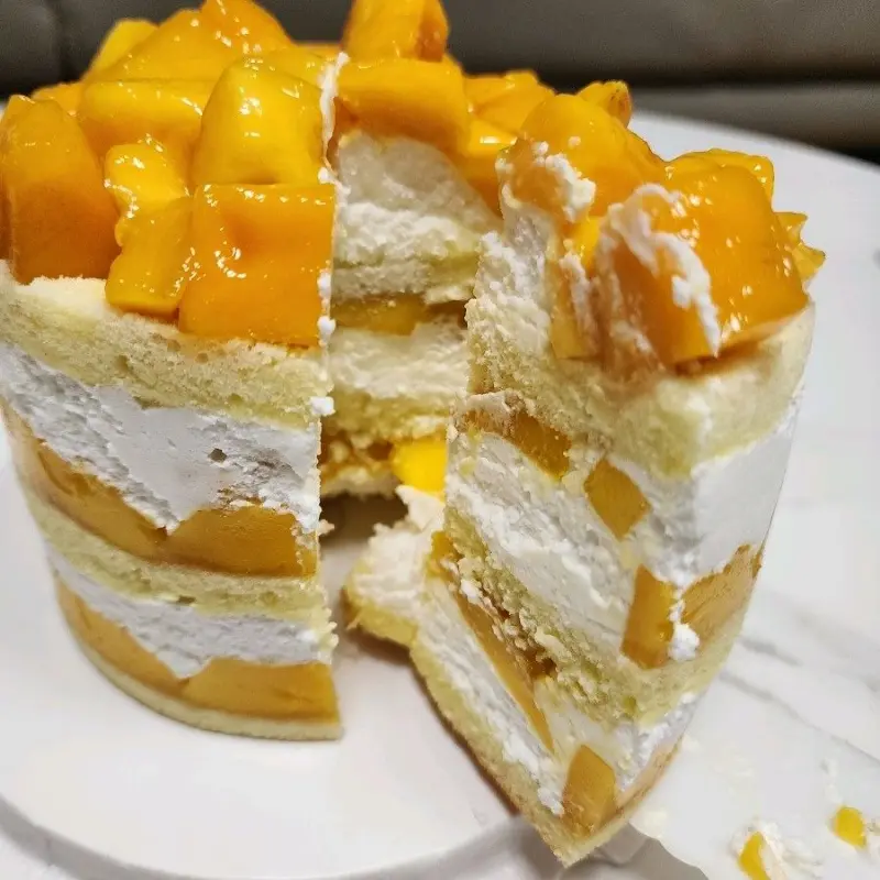 망고 케이크 단면