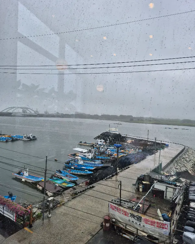 식당에서 바라본 낙동강 풍경