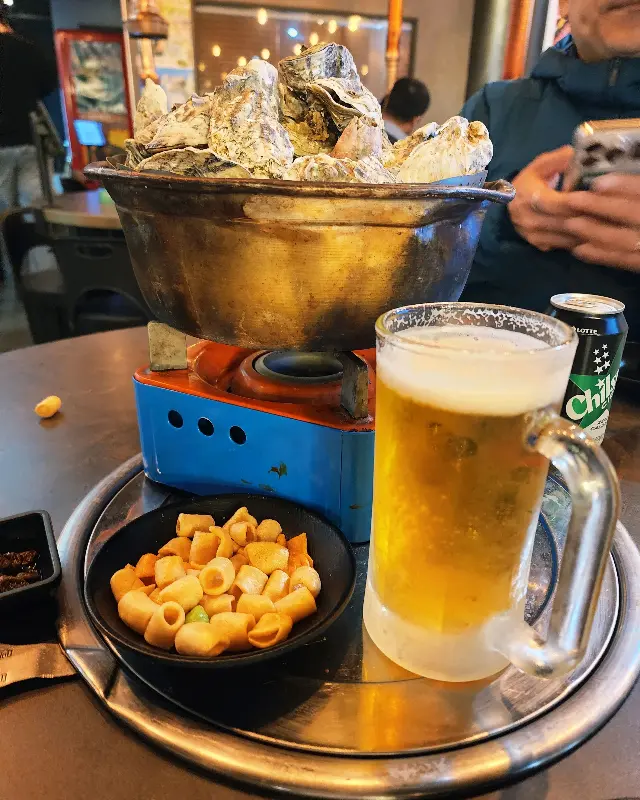 석화찜과 맥주