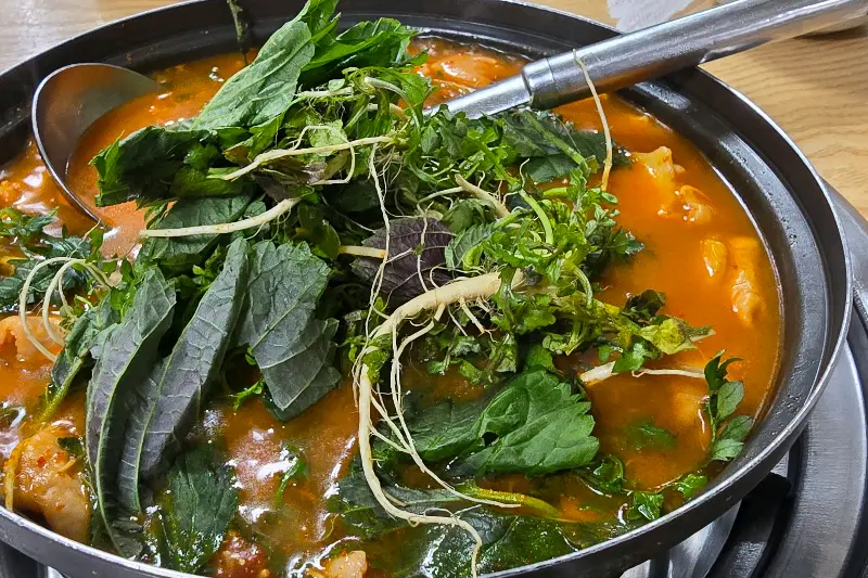 아욱이 들어간 곱창전골