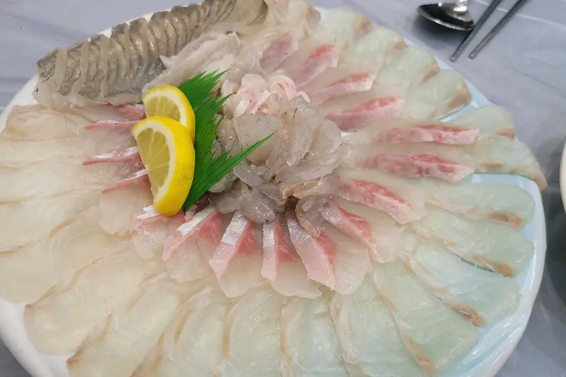 예쁘게 담긴 향어회