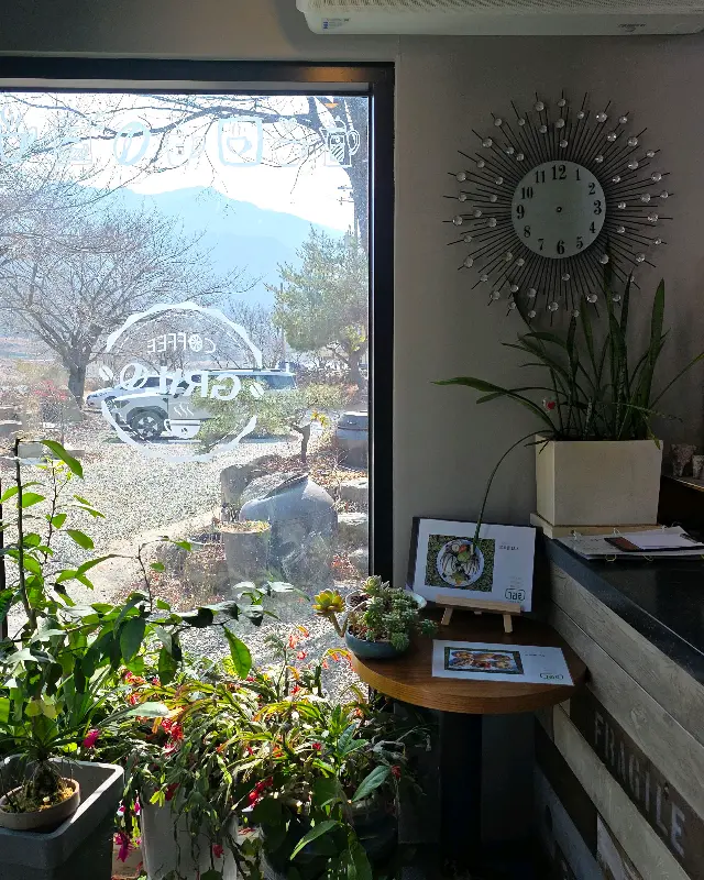 카페 내부에서 바라본 풍경