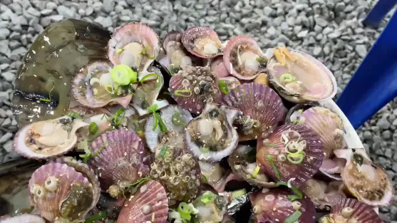 신선한 해산물이 가득 담긴 푸짐한 한 상 차림