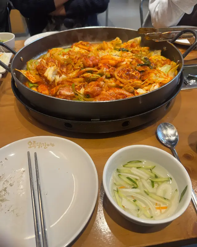 닭갈비와 깻잎, 동치미