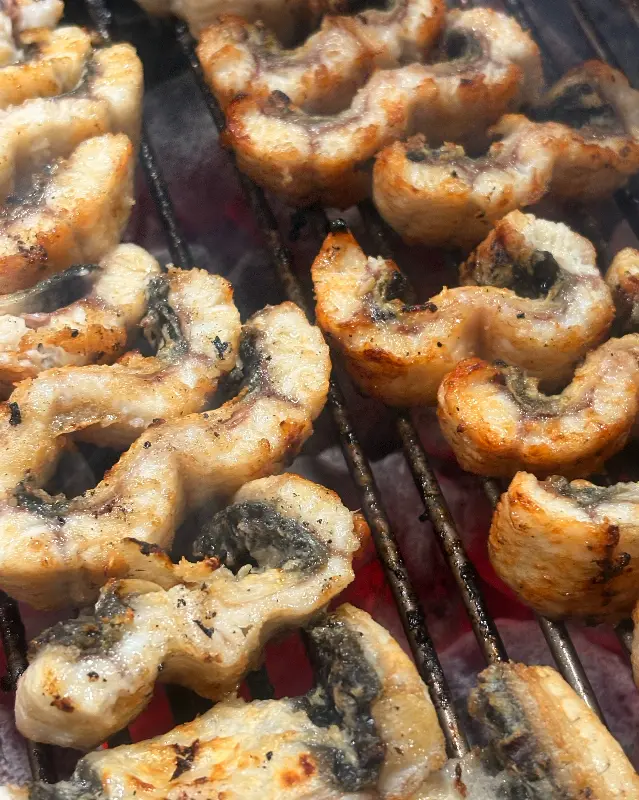 잘 구워진 장어 단면