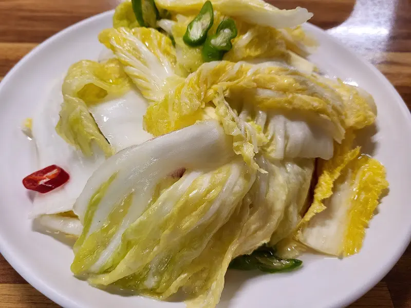 싱싱한 배추김치의 모습