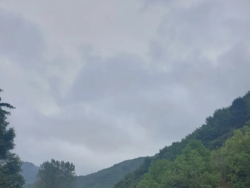 카페에서 보이는 산 풍경