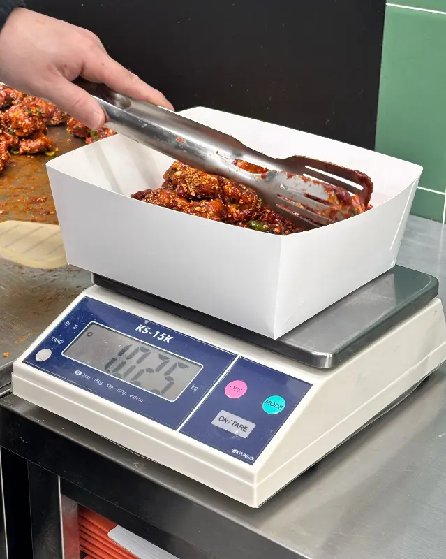 보성닭집 닭강정 무게 측정