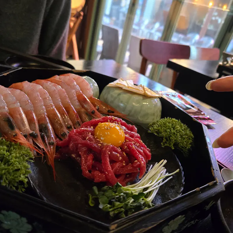 블루베리 실타래 빙수