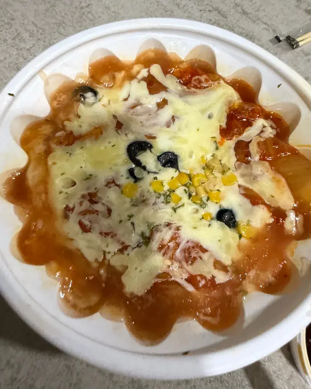 김치치즈 탕수육의 클로즈업