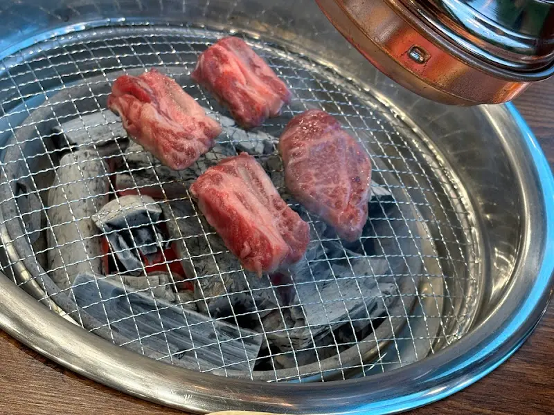 숯불 위에 구워지는 소갈비살
