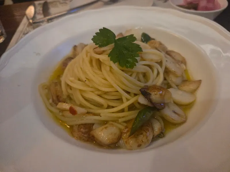 지오쿠치나의 알리오올리오 파스타 클로즈업