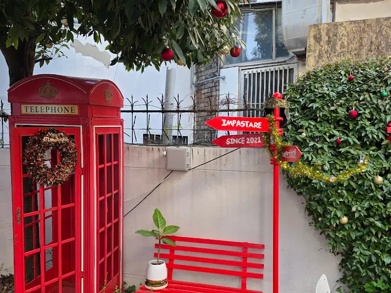 크리스마스 장식으로 꾸며진 가게 외부