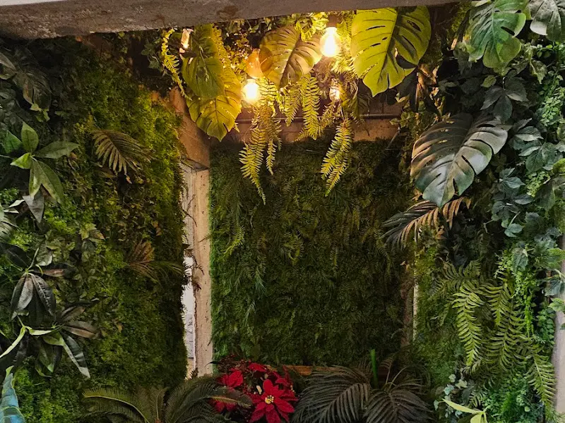 푸릇푸릇한 식물로 꾸며진 포토존