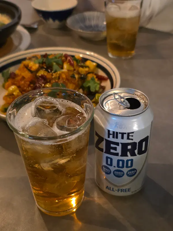 맥주와 어향가지 튀김