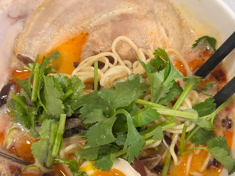 고명으로 올려진 닭고기와 파의 모습