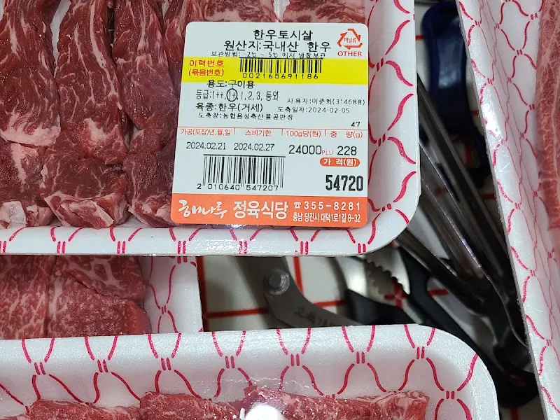 고기 품질 등급표