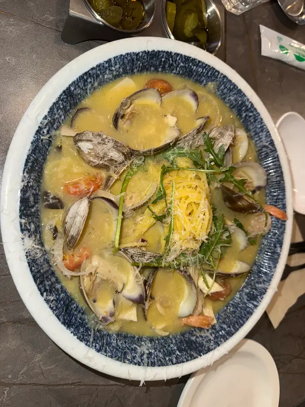 조개술찜 파스타