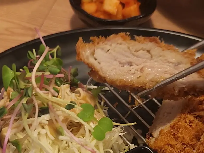 잘 튀겨진 돈까스 단면