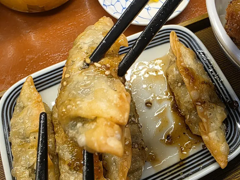 젓가락으로 집은 만두