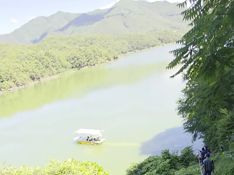 배를 타고 식당으로 향하는 모습