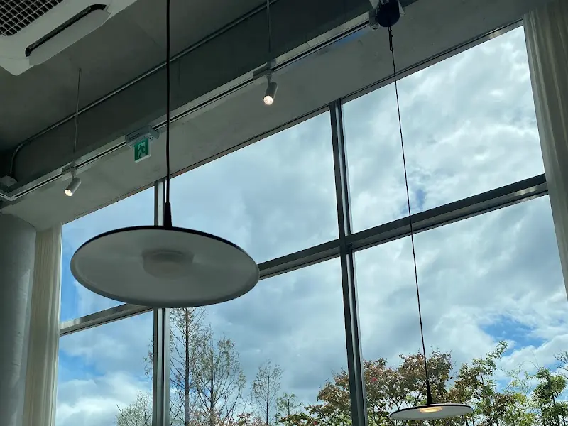 카페 내부 천장과 조명