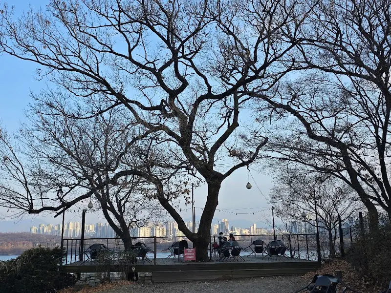 야외 테이블과 한강