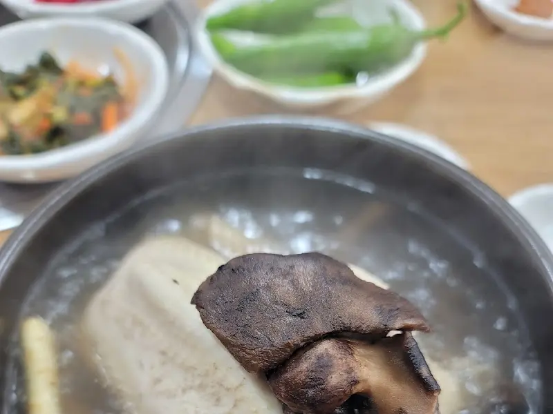 능이 삼계탕 클로즈업 샷