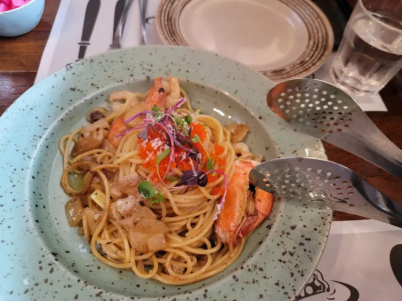 단호박 감베리 파스타 근접샷