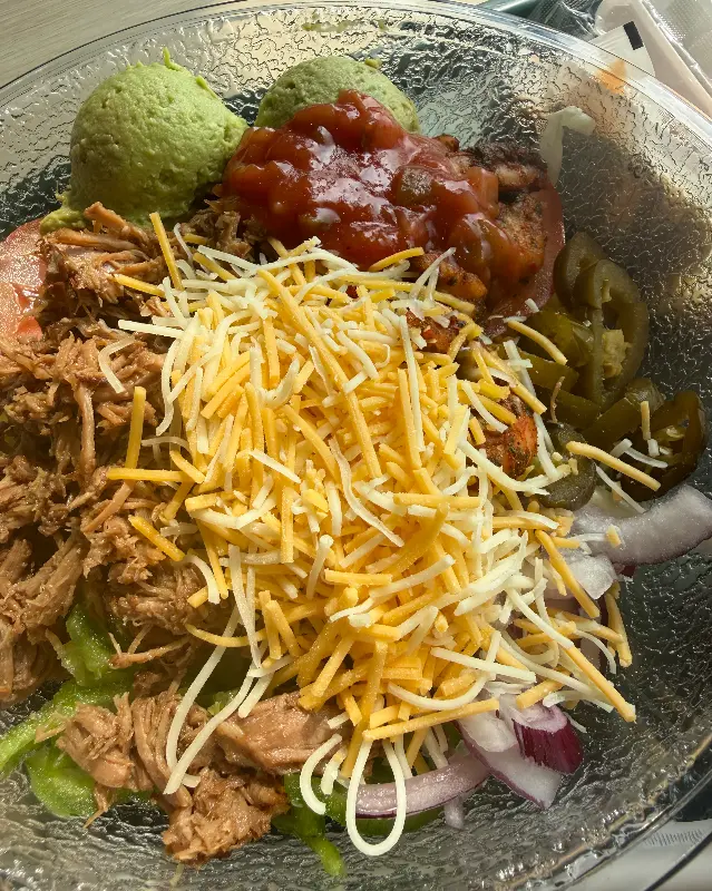 타코 샐러드의 클로즈업 샷