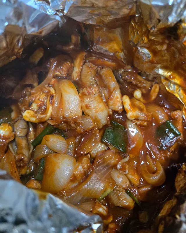 양념 꼼장어의 클로즈업