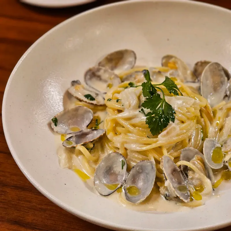 봉골레 파스타 근접샷