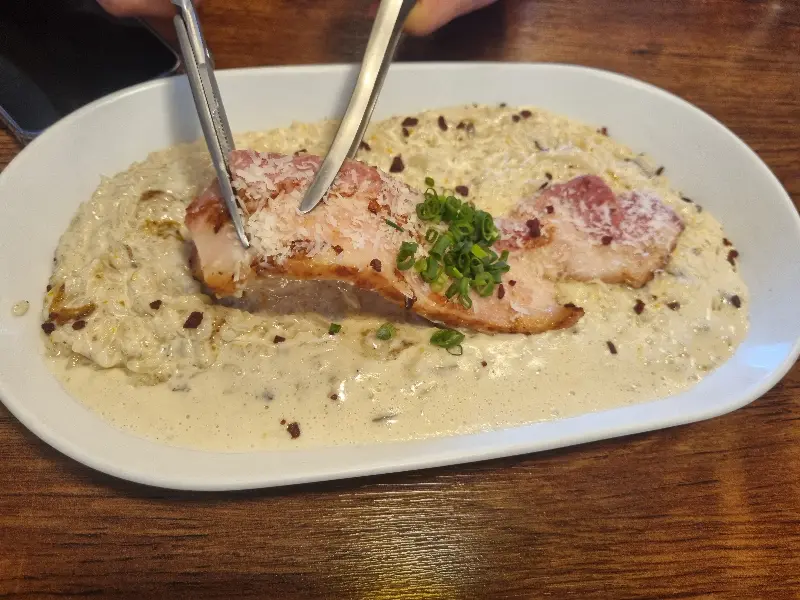 통베이컨 크림 리조또