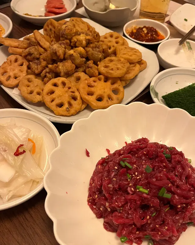 연근 닭똥집 튀김