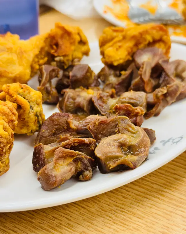 용성통닭 닭똥집 튀김