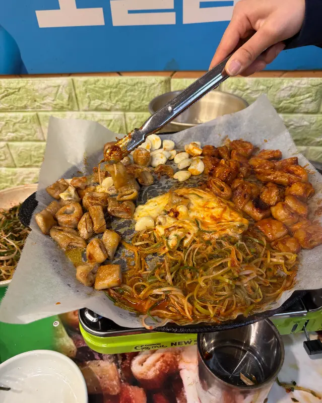 해전막창 굽는 모습