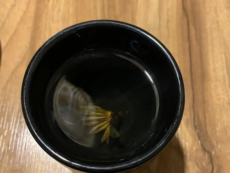 고급스러운 검은색 잔에 담긴 술