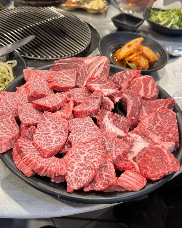 환상적인 마블링의 한우 살치살