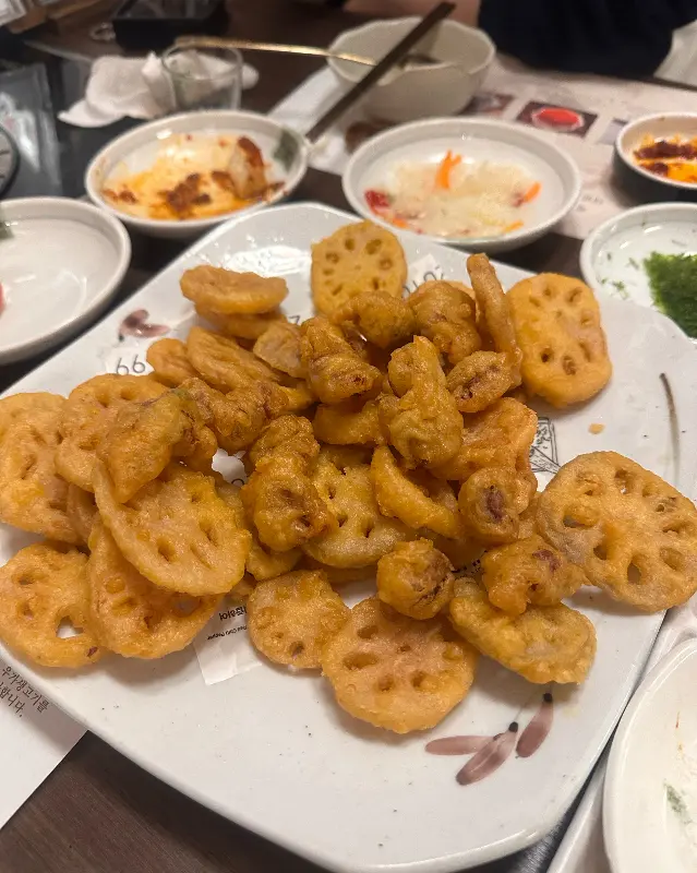 연근 닭똥집 튀김