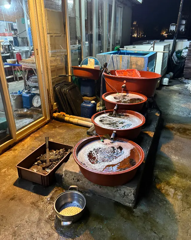 싱싱한 해산물이 담긴 수조