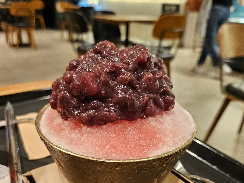 팥빙수의 클로즈업 샷