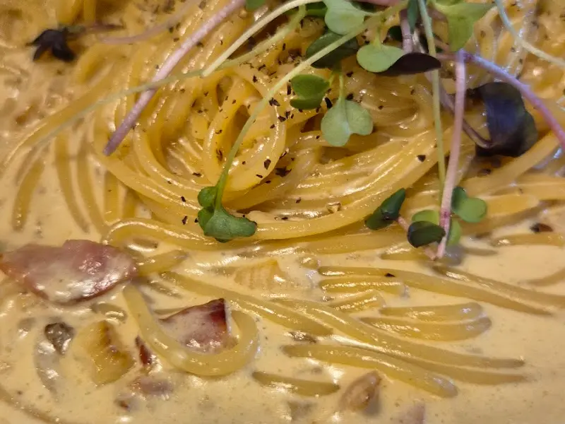 크림 소스가 듬뿍 뿌려진 파스타