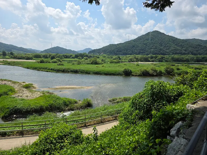 금강을 배경으로 한 용댕이매운탕의 아름다운 풍경