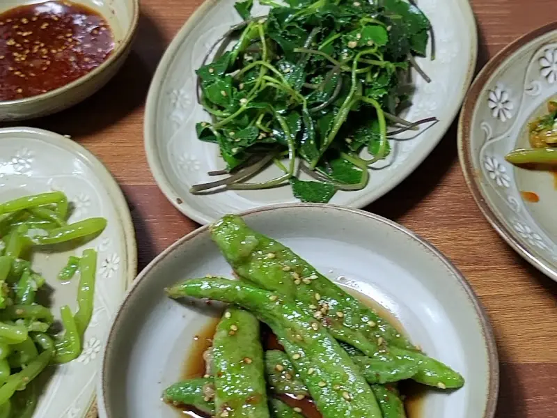 나물 반찬 클로즈업