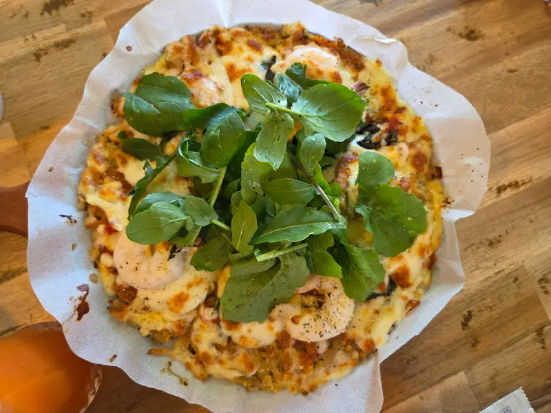 새우 피자 클로즈업