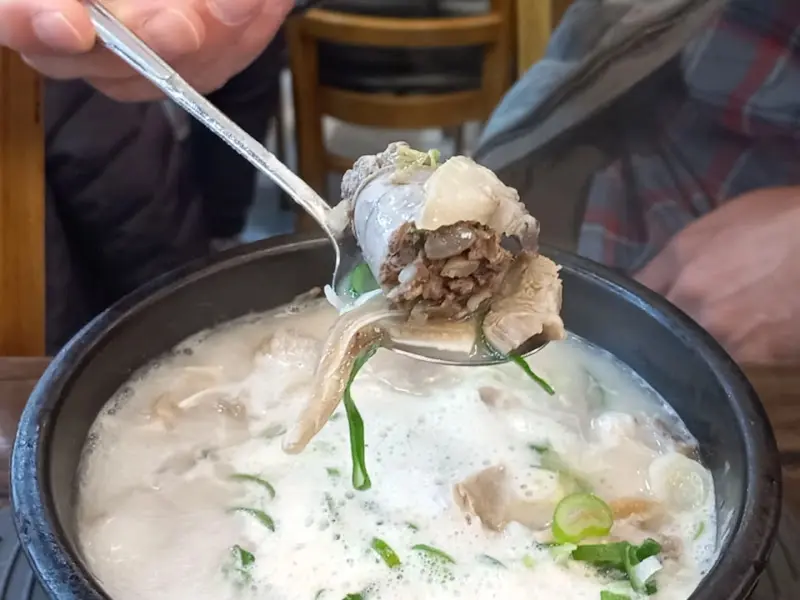 숟가락 위에 올려진 순대