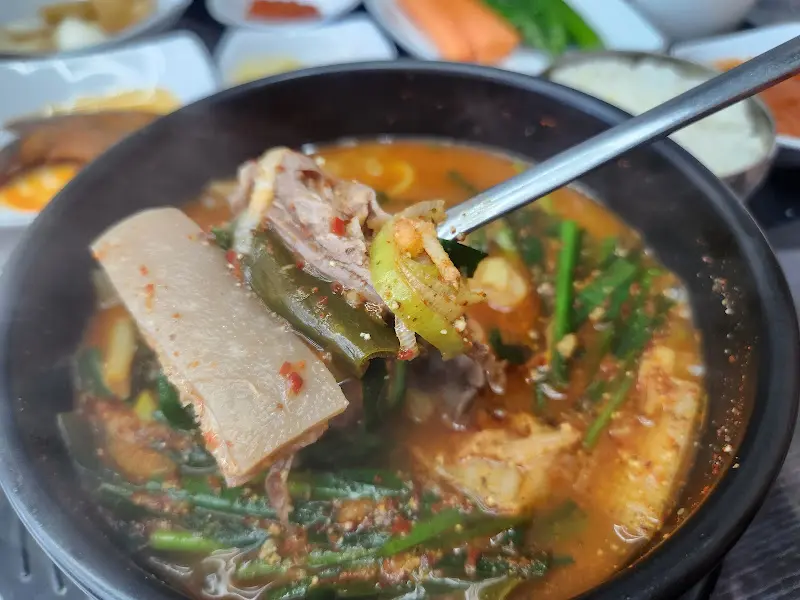 염소탕 속 푸짐한 고기